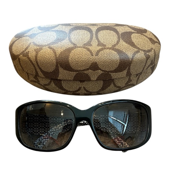 Coach Madeline Sunglasses (S498) Black Oversize Coach Logo with Hard Case - Picture 1 of 12